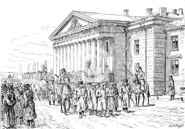 The Agitation in Russia: arrest of students at the Mining Academy, St. Petersburg, 1890. Creator: Unknown.