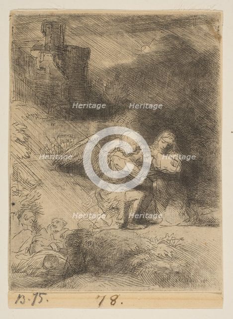 The Agony in the Garden, ca. 1652. Creator: Rembrandt Harmensz van Rijn.