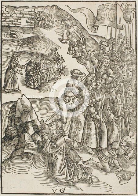 The Agony in the Garden and Christ's Arrest, plate ten from Passio domini nostri Jesu..., c.1503. Creators: Urs Graf, Johann Knobloch.