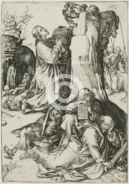 The Agony in the Garden, from The Passion, c. 1480. Creator: Martin Schongauer.