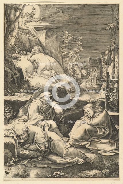 The Agony in the Garden, from The Passion of Christ, ca. 1598-1653. Creator: Abraham Hogenberg.
