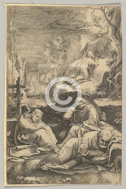 The Agony in the Garden, from The Passion of Christ, ca. 1623. Creator: Ludovicus Siceram.