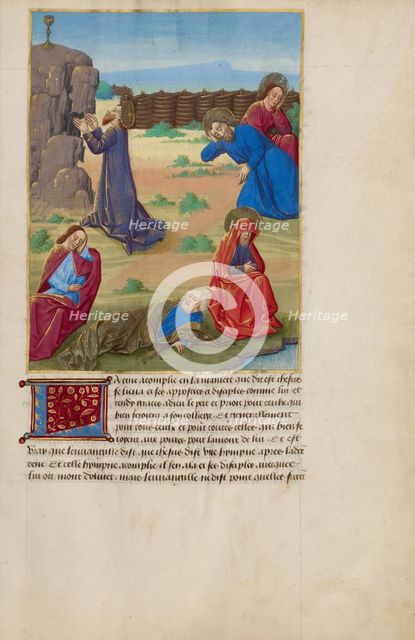 The Agony in the Garden; La Passion de nostre seigneur ihesus christ, about 1480-1490. Creators: Master of Guillaume Lambert, Workshop of Master of Guillaume Lambert.