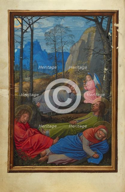 The Agony in the Garden; Prayer Book of Cardinal Albrecht of Brandenburg, about 1525-1530. Creator: Simon Bening.