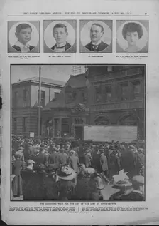 The Agonising Wait for the List of the Lost at Southampton April 20, 1912. Creator: Unknown