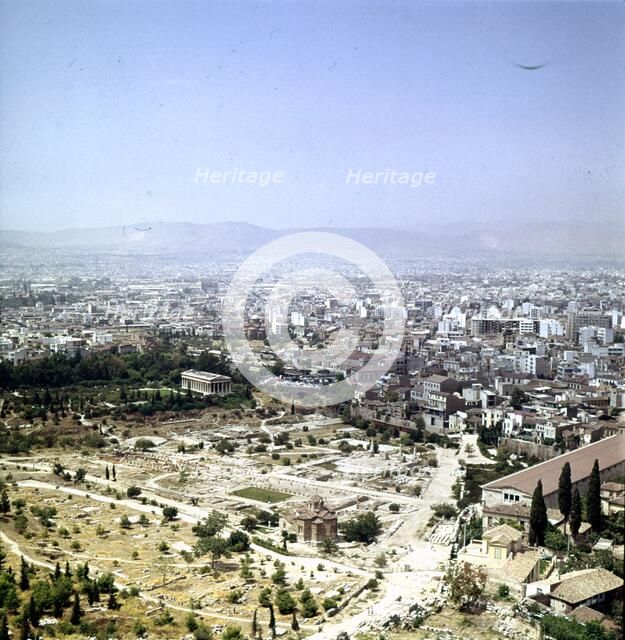 The Agora seen from the Metropolis, Athens, c20th century. Artist: Unknown.