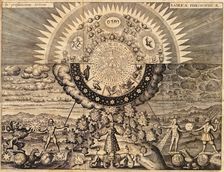 The Alchemical World Landscape, from Opus medico-chymicum by Johann Daniel Mylius, 1618. Creator: Merian, Matthäus, the Elder (1593-1650)