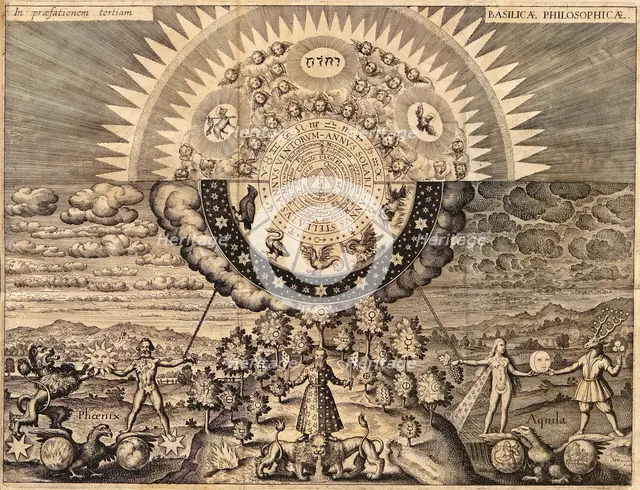 The Alchemical World Landscape, from Opus medico-chymicum by Johann Daniel Mylius, 1618. Creator: Merian, Matthäus, the Elder (1593-1650).