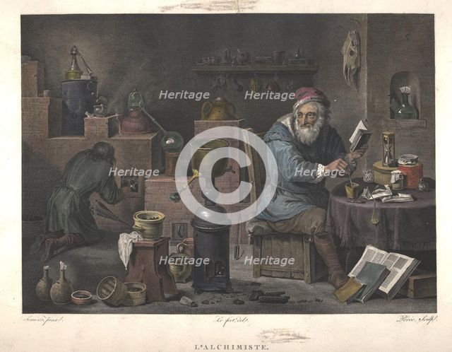 The Alchemist (after painting by David Teniers), Late 18th cent.. Artist: Perée, Jacques Louis (1769-1832)