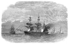 The Alabama destroying the Texan Star, or Martaban, in the Malacca Straits..., 1864. Creator: Unknown