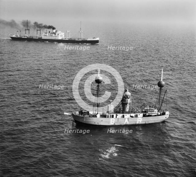 The Alarm (Mersey Bar Lightship) and SS 'Collegian', Liverpool Bay, Wirral, 1948. Artist: Aerofilms.