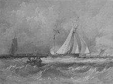 The Alarm winning the Ladies Challenge Cup at Cowes, 1830 by GM Gilbert on stone by L Haghe. Creator: Kirk & Sons of Cowes