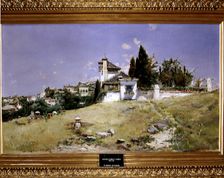 The Albaicin in Granada oil by Antonio Gomar