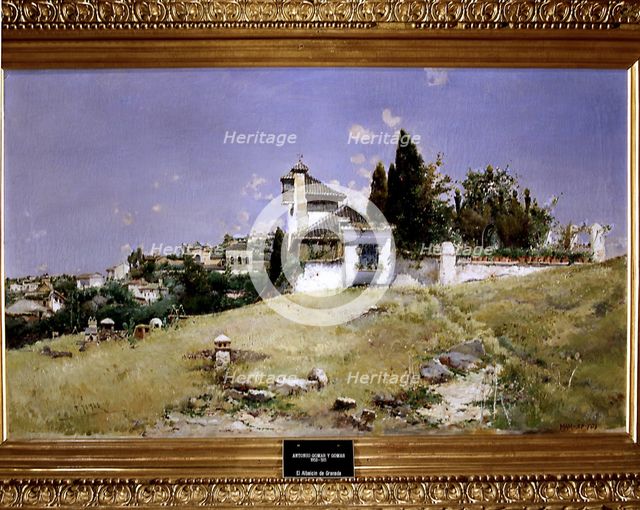 The Albaicin in Granada', oil by Antonio Gomar.