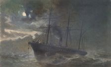 The Albany Buoying a Bight of the Cable of 1865 on the Night of August 26th, 1866, 1866. Creator: Robert Charles Dudley