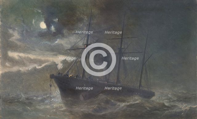 The Albany Buoying a Bight of the Cable of 1865 on the Night of August 26th, 1866, 1866. Creator: Robert Charles Dudley.