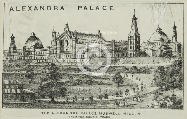 The Alexandra Palace, Muswell Hill N., from the bicycle track, 19th century. Creator: Unknown.