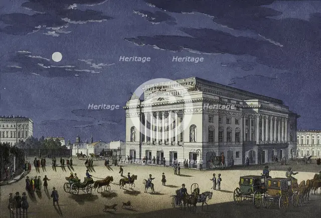 The Alexandrinsky Theatre in Saint Petersburg, First half of the 19th cent.. Artist: Beggrov, Karl Petrovich (1799-1875)