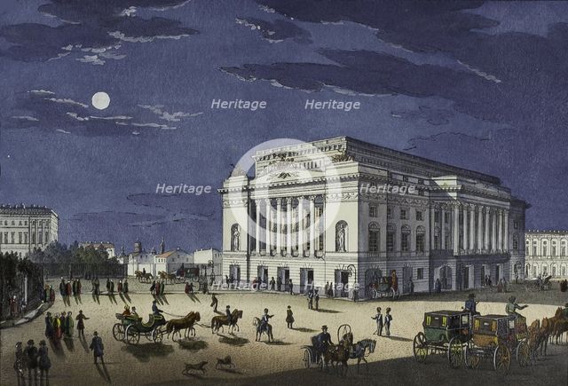 The Alexandrinsky Theatre in Saint Petersburg, First half of the 19th cent.. Artist: Beggrov, Karl Petrovich (1799-1875)