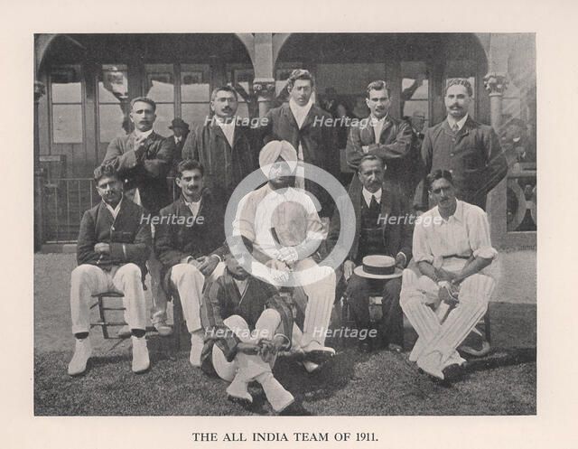 The all-India cricket team of 1911 (1912). Artist: Unknown