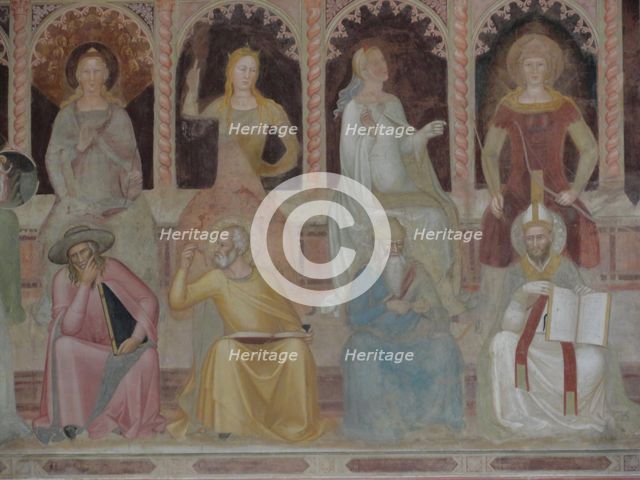 The allegorical figure of Theology. Detail of the Allegory of the Active and Triumphant Church and of the Dominican order, ca 1365. Artist: Andrea di Bonaiuto, (Andrea da Firenze) (1343-1377)