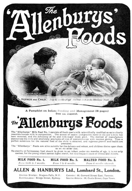 The 'Allenburys Foods', 1909. Creator: Unknown.