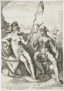 The Alliance of Minerva and Mercury, 1588. Creator: Jacob Matham