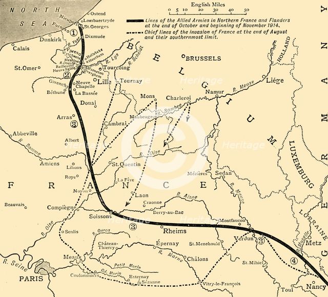The Allied Armies in France and Flanders, First World War, 1914, (c1920).  Creator: Unknown.