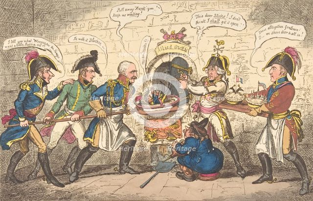 The Allied Bakers or the Corsican Toad in the Hole, April 1, 1814., April 1, 1814. Creator: George Cruikshank.