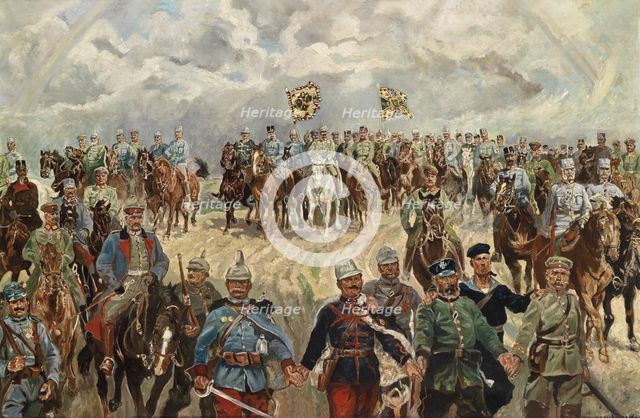 The allied monarchs with their commanders in the 1st World War, 1914-1918. Artist: Koch (1866-1934)