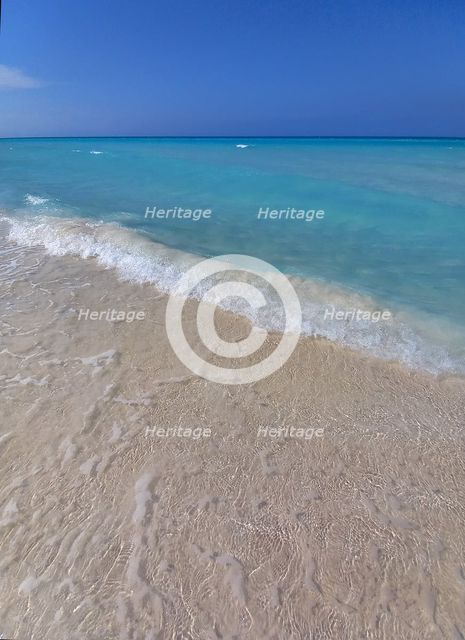 The (almost pristine) beach at Cayo Santa Maria, Cuba, Caribbean, 2024. Creator: Ethel Davies.