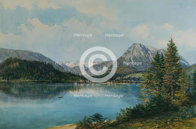 The Altausseersee with the Dachstein, around 1840. Creator: Thomas Ender.