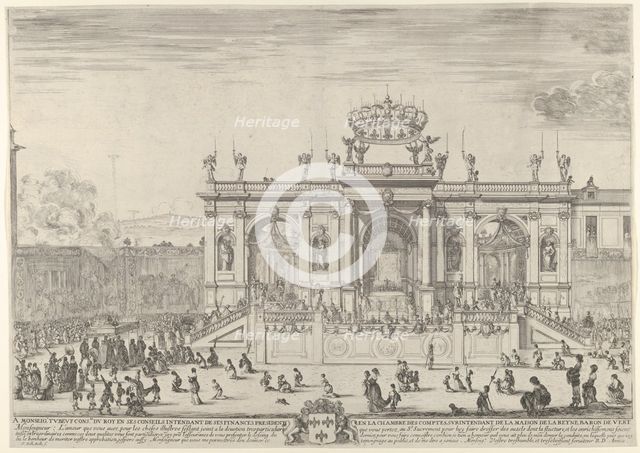 The altar of the holy sacrament; at left, the sacrament beneath a canopy, carried in p..., ca. 1648. Creator: Stefano della Bella.