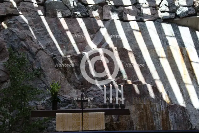 The altar, Temppeliaukio Church, Helsinki, Finland, 2011.  Creator: Sheldon Marshall.
