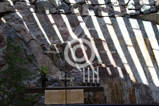 The altar, Temppeliaukio Church, Helsinki, Finland, 2011.  Creator: Sheldon Marshall.
