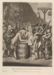 The Alternative of WIlliams-Burg, February 16, 1775. Creator: Attributed to Philip Dawe (British, 1745?-?1809)