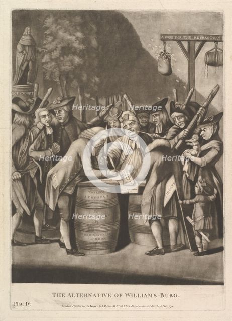 The Alternative of WIlliams-Burg, February 16, 1775. Creator: Attributed to Philip Dawe (British, 1745?-?1809).