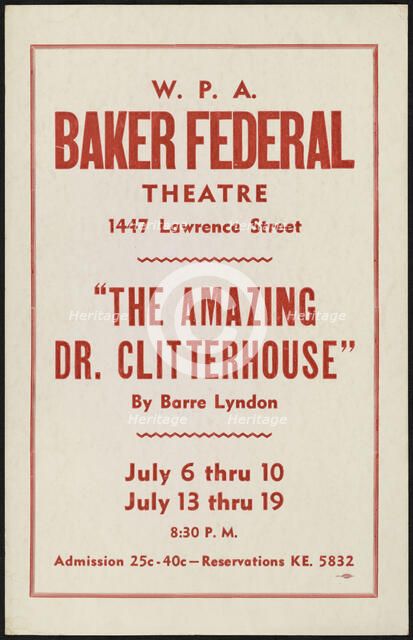 The Amazing Dr. Clitterhouse, Denver, 1938. Creator: Unknown.