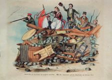 The Amazon on the barricade at the Small Ring in Prague, 1848. Creator: Andel, Bedrich (1821-1895)