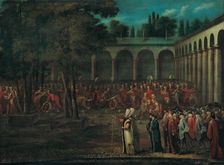 The Ambassadorial Delegation Passing through the Second Courtyard of the Topkapı Palace, 1720s. Artist: Vanmour (Van Mour), Jean-Baptiste (1671-1737)