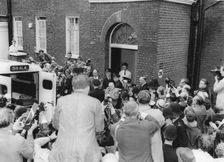 The ambulance returning Sir Winston Churchill home, Middlesex Hospital, London, 1962