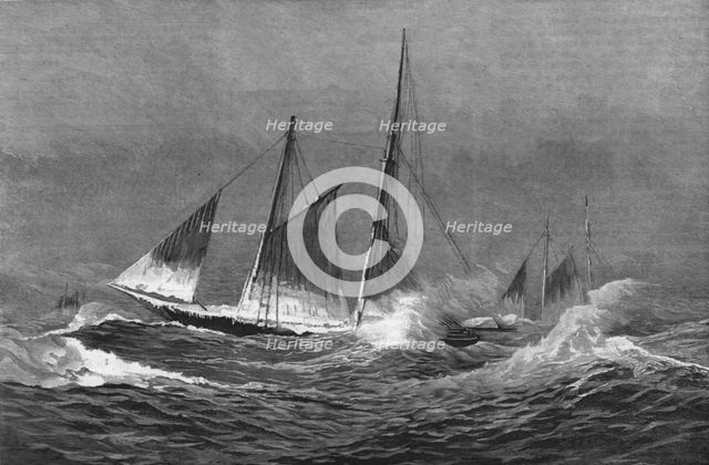 'The American Fisheries Question; Fishing Schooner 'Icing Up' in a Winter Gale', 1890. Creator: Captain Collins.