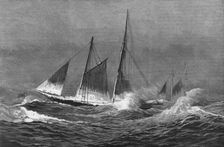 The American Fisheries Question; Fishing Schooner Icing Up in a Winter Gale 1890. Creator: Captain Collins