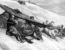 The American Franklin Search Expedition - down hill, April 15, 1879, (1881). Creator: W. I. Mosses