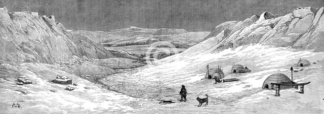 The American Franklin Search Expedition - scene on Hayes River, Big Bend, May 19, 1879, (1881). Creator: Unknown.