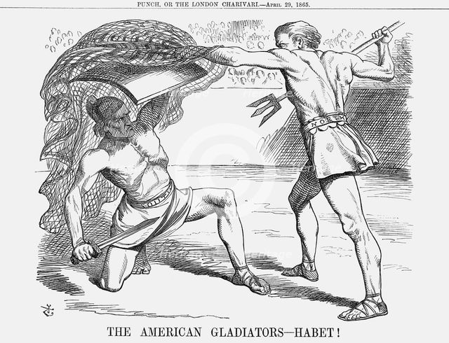'The American Gladiators - Habet!', 1865. Creator: John Tenniel.