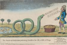 The American Rattlesnake Presenting Monsieur his Ally [sic] a Dish of Frogs, November 8, 1782. Creator: Unknown