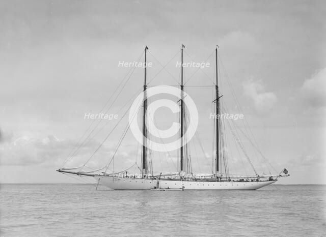 The American three mast schooner 'Karina', 1912. Creator: Kirk & Sons of Cowes.