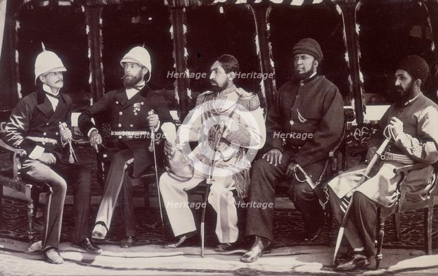 The Amir of Afghanistan with officials, Gandamak, Afghanistan, May 1879. Creator: John Burke.
