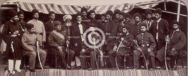 The Amir Yakoob Khan and Sirdars of Kabul at Gandamak, Afghanistan, May 1879. Creator: John Burke.